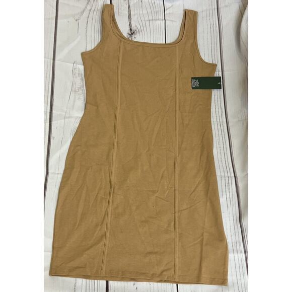 Wild fable Dress Bodycon Seamed Sleeveless Square neck Camel Women's L NWT - Picture 4 of 8
